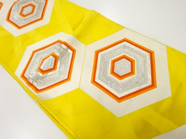 アンティーク　亀甲模様織出し袋帯（材料）